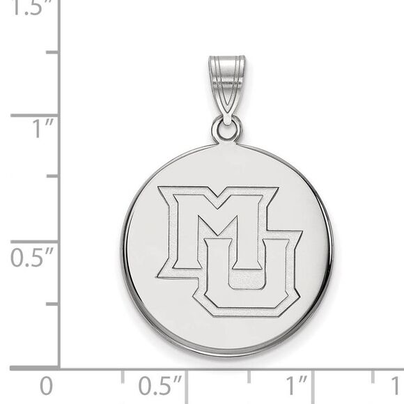 14k White Gold Marquette U Large Disc Pendant